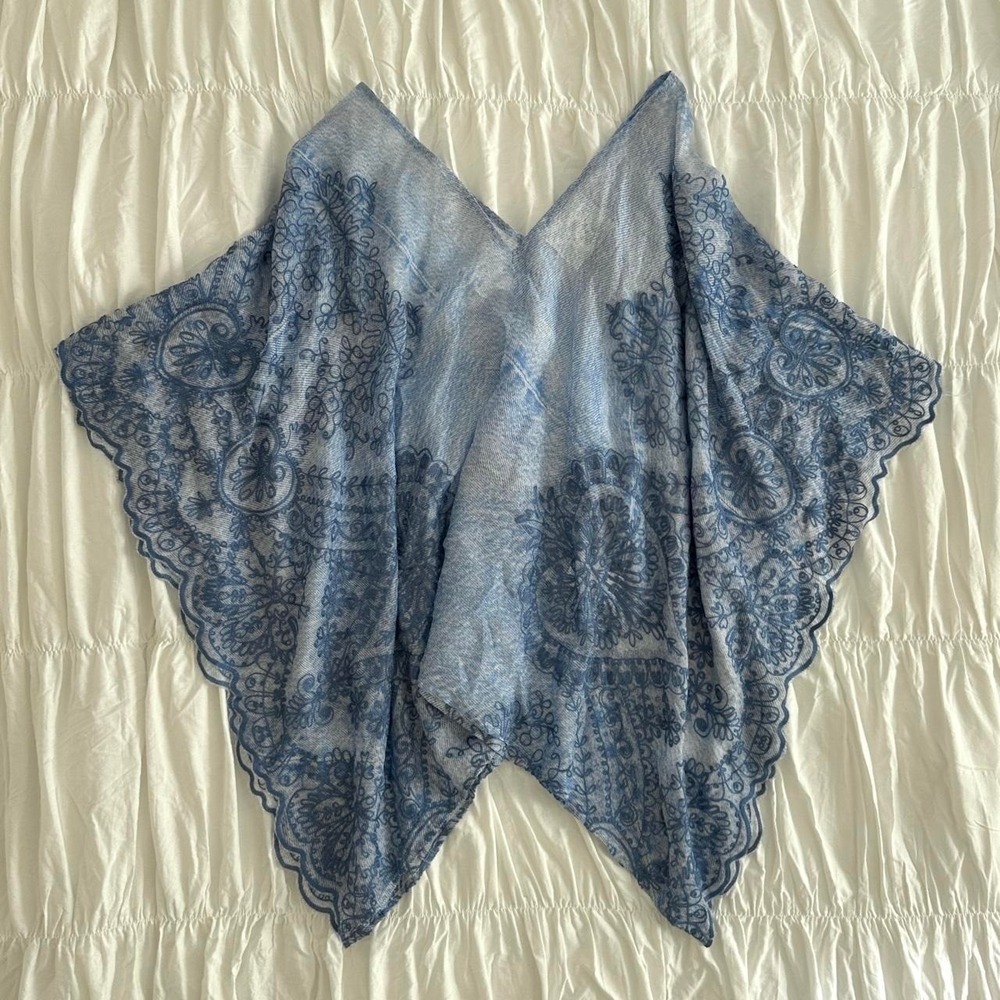 Johnny Was L/XL Jade Blue Dovie Poncho Top